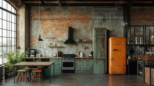 The combination of raw materials and open space design gives this industrial interior a bold and dynamic presence.