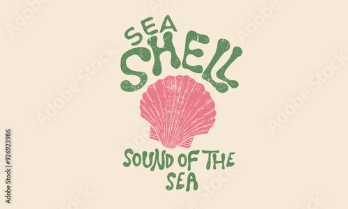 Seashell graphic print design for t shirt. Sound of the sea.
