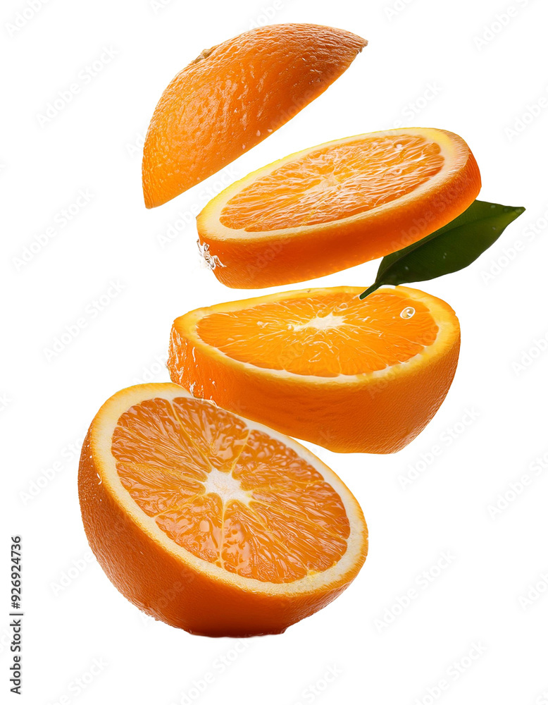 Fresh Falling Slash of Oranges, isolated on white Fresh Falling Slash of Oranges, isolated on white