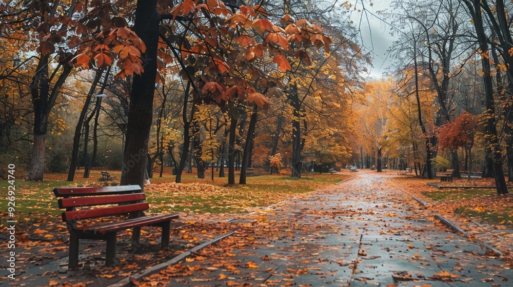 Serene Autumn Beauty. Tranquil Park Landscape