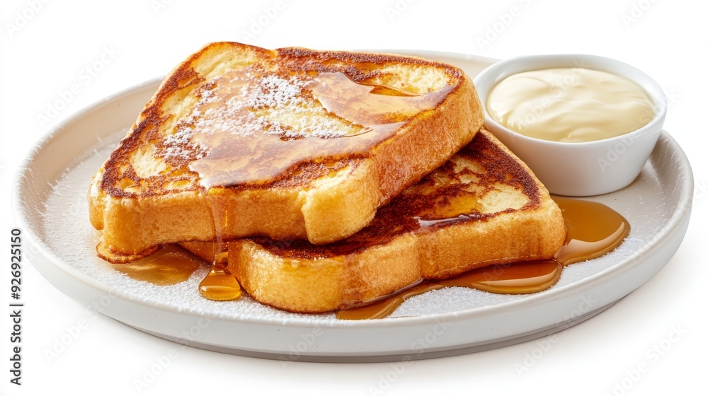 French Toast with Syrup and Cream French Toast with Syrup and Cream
