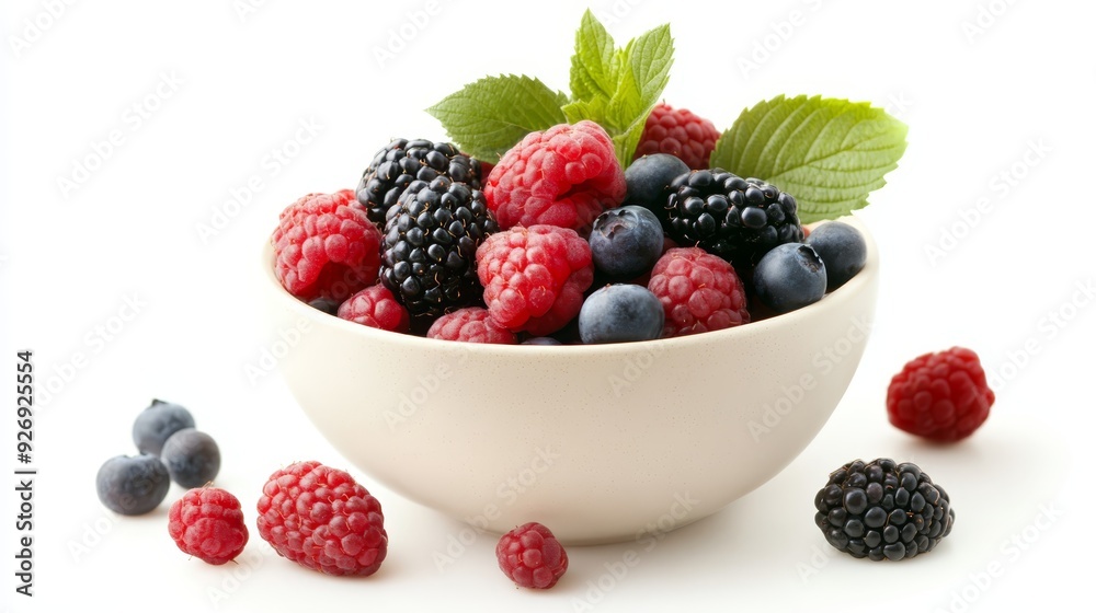 Fresh Mixed Berries in White Bowl Fresh Mixed Berries in White Bowl