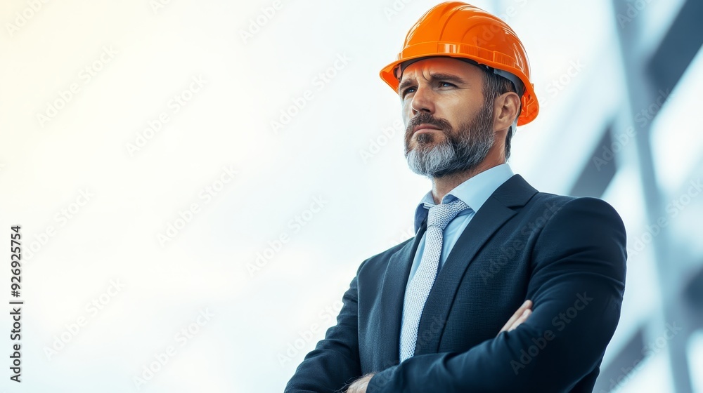 Confident Architect in Suit and Hard Hat Confident Architect in Suit and Hard Hat