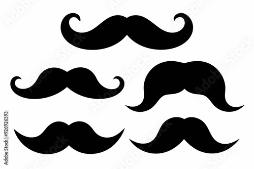 
set of mustaches, moustache silhouette vector bundle
