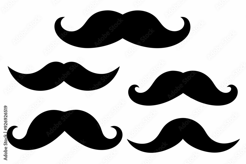 
set of mustaches, moustache silhouette vector bundle
