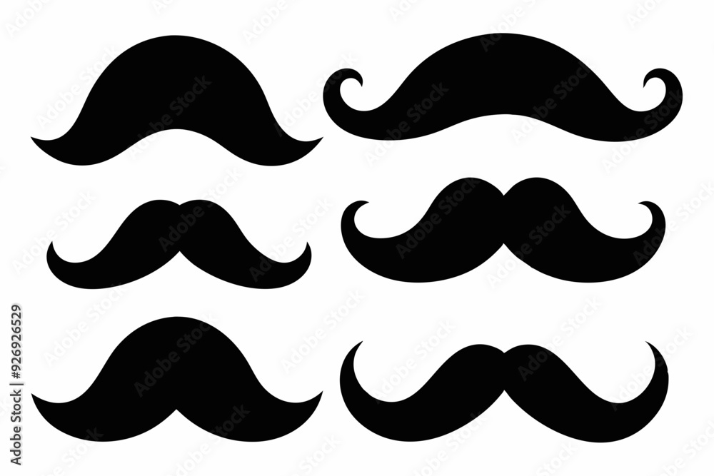 
set of mustaches, moustache silhouette vector bundle
