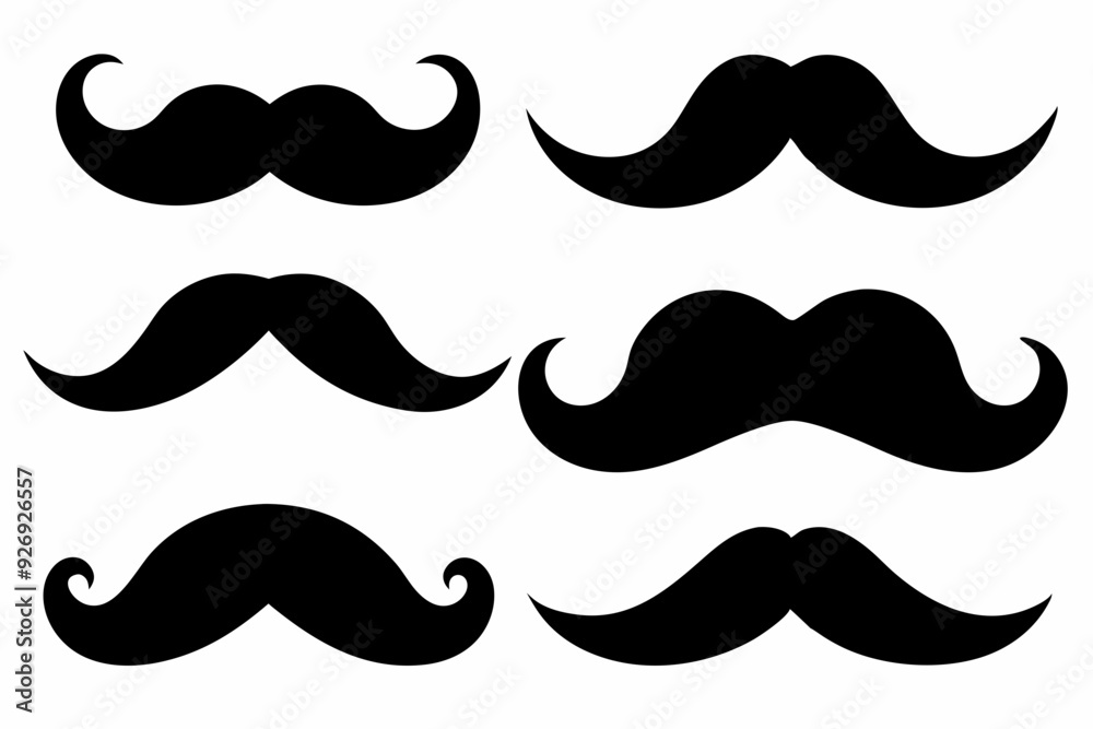
set of mustaches, moustache silhouette vector bundle
