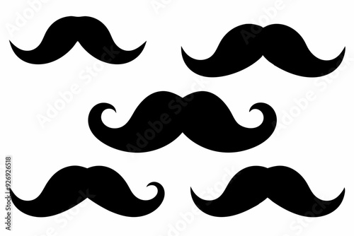 
set of mustaches, moustache silhouette vector bundle

