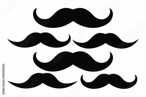 
set of mustaches, moustache silhouette vector bundle
