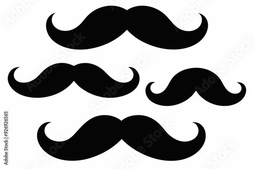 Set of mustache icon vector, Moustache Silhouette

