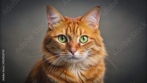 Beautiful red and brown cat with green eyes, adorable, feline, domestic, pet, whiskers, staring, fur, furry, cute, fluffy