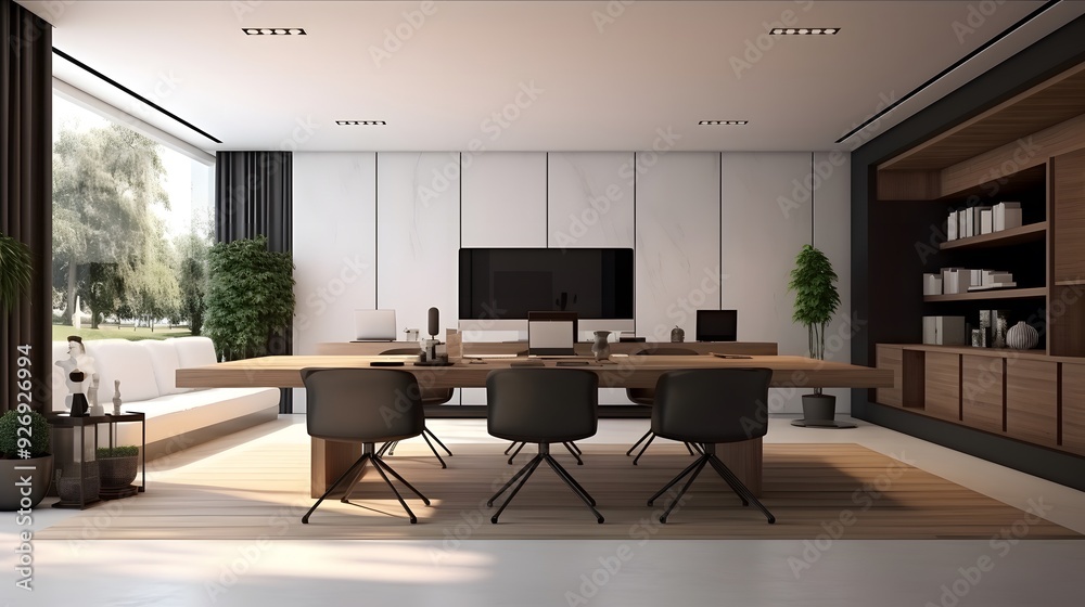 Spacious Modern Office with Minimalist Design, Fostering a Productive and Stylish Work Environment Spacious Modern Office with Minimalist Design, Fostering a Productive and Stylish Work Environment