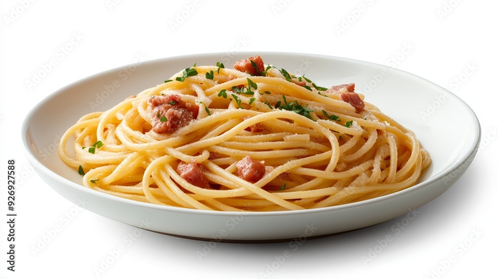 Classic Italian spaghetti carbonara with bacon
