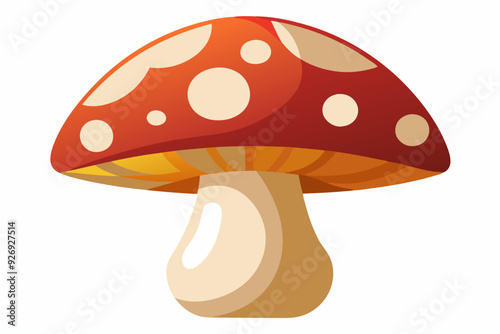 Cartoon Illustration of a Red and White Spotted Mushroom