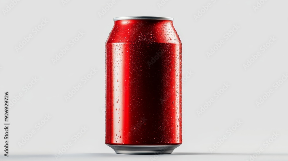 Obraz premium Cold red soda can with water droplets