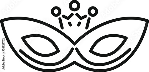 Simple line drawing of a festive carnival mask, hinting at mystery and celebration