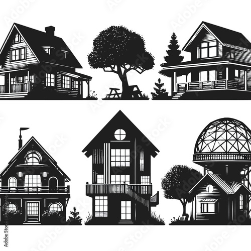 home shiloute set vector