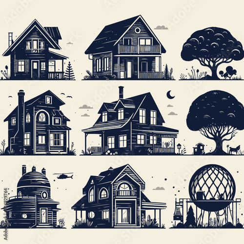 home shiloute set vector