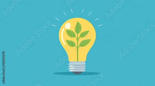 A light bulb with plant growing inside, symbolizing eco friendliness and innovation. image conveys sense of hope and sustainability. 