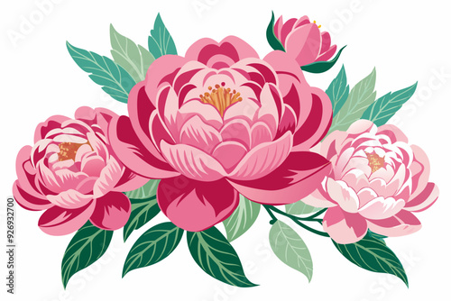 A Bouquet of Pink Flowers with Green Leaves