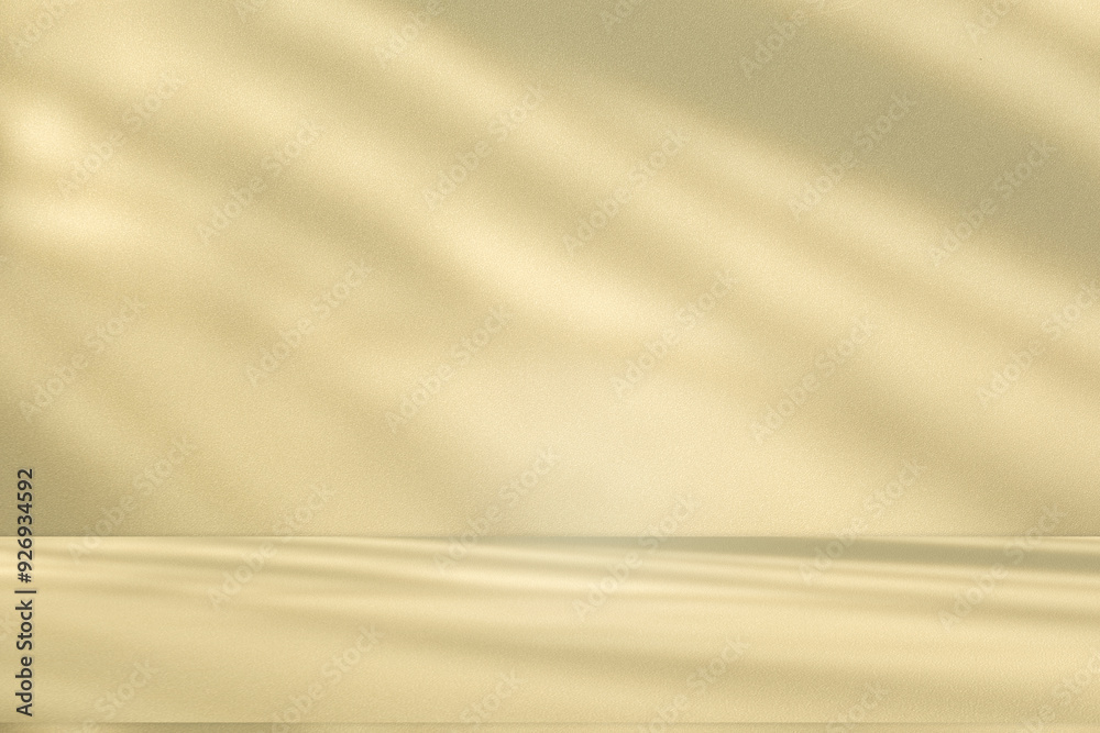 Wall interior background, studio and backdrops show products. with leaf shadow from window color beige and white. background for text insertion and presentation of product Wall interior background, studio and backdrops show products. with leaf shadow from window color beige and white. background for text insertion and presentation of product