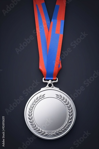 Silver medal icon isolated on a clean dark background