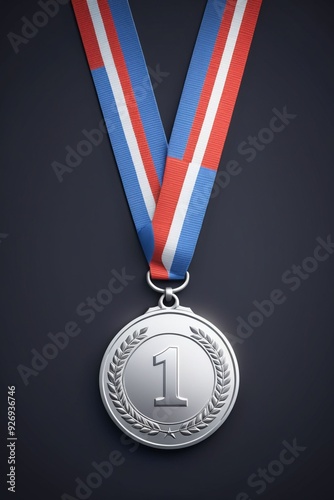 Silver medal icon isolated on a clean dark background