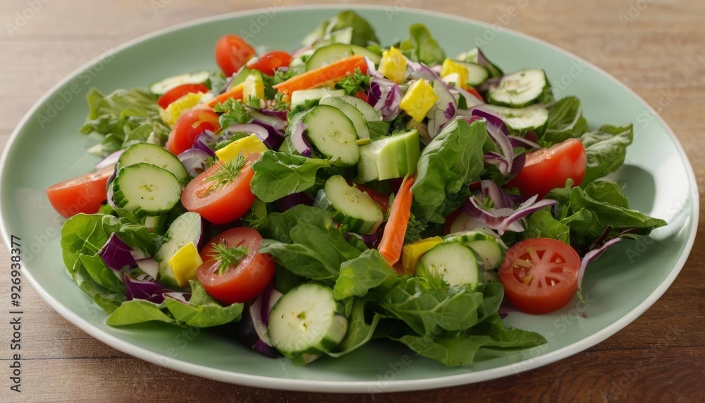Fresh and vibrant salad ready to be savored Fresh and vibrant salad ready to be savored