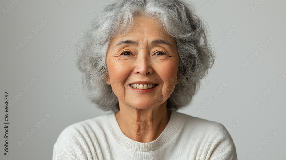 健康的な歯を見せる高齢女性 健康的な歯を見せる高齢女性