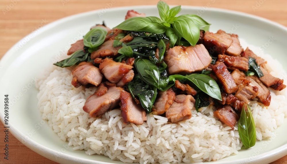 Delicious Asianinspired meal with rice and greens Delicious Asianinspired meal with rice and greens