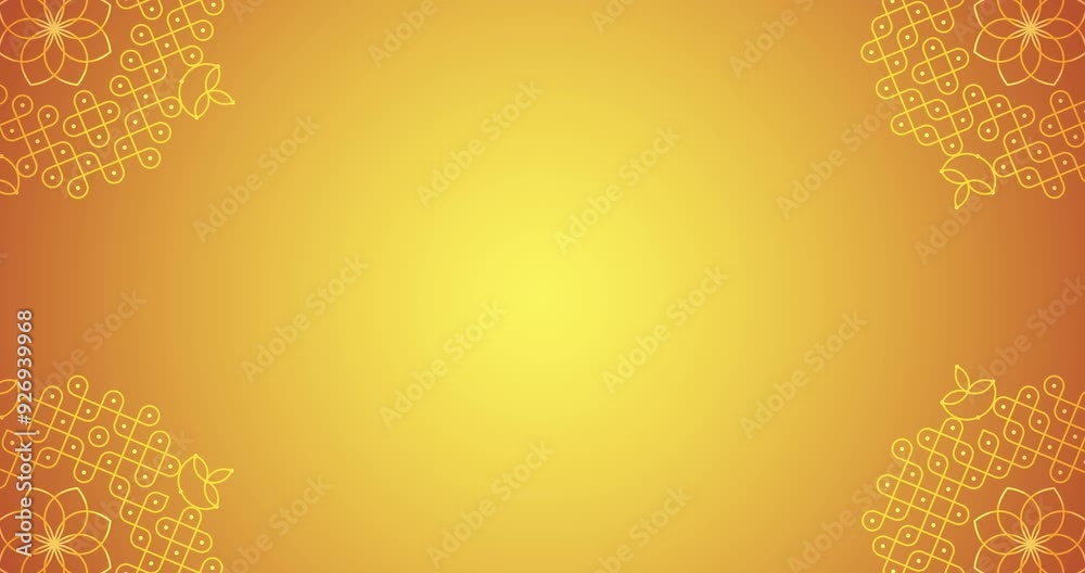 Indian Traditional pulli Kolam motion graphics background for pongal, diwali and Cultural festivals. 