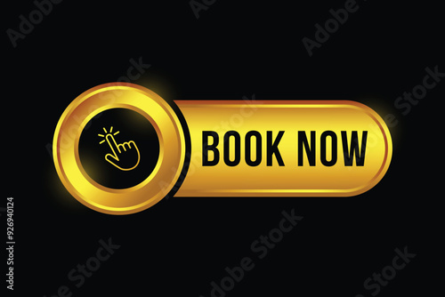 Book Now button Golden button Vector clipart
