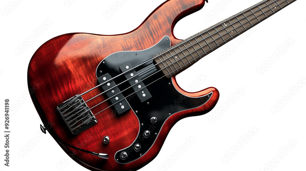 Naklejka premium Bass guitar on transparent background