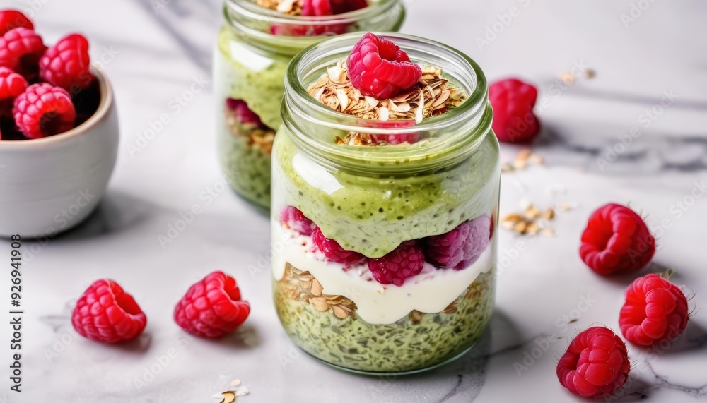 Fresh and fruity yogurt parfait ready to enjoy Fresh and fruity yogurt parfait ready to enjoy