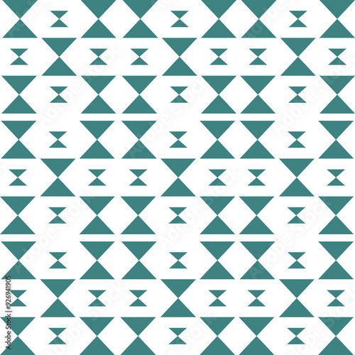 Teal Hourglass Symphony: A mesmerizing geometric pattern of teal hourglasses dances across a clean white backdrop, perfect for adding a touch of modern elegance to your designs. 