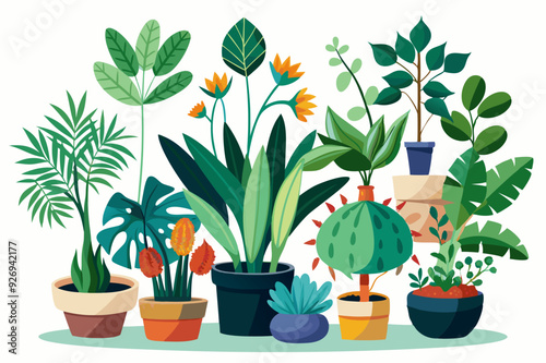 A Colorful Arrangement of Potted Plants with Green and Orange Hues