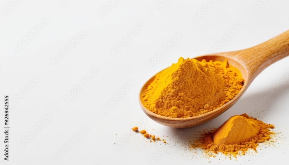 A spoonful of vibrant turmeric powder A spoonful of vibrant turmeric powder