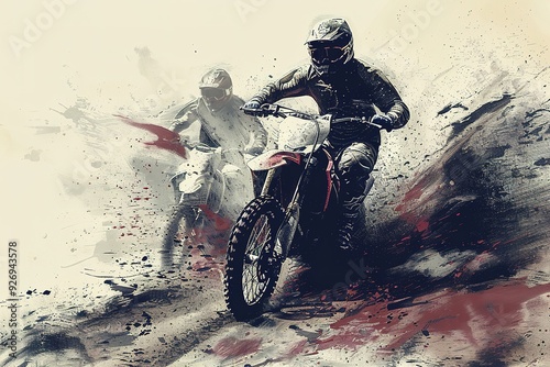 A man on a dirt bike is riding down a hill