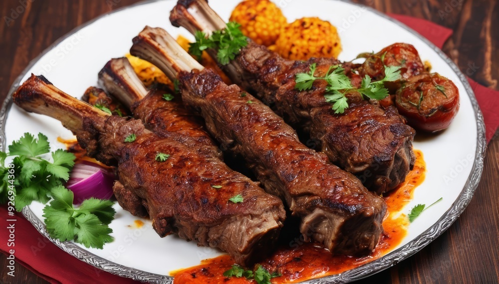 Delicious grilled meat with vibrant accompaniments Delicious grilled meat with vibrant accompaniments