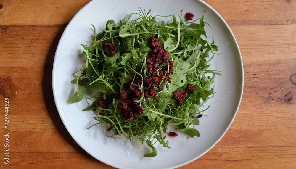 Fresh salad with vibrant greens and berries Fresh salad with vibrant greens and berries