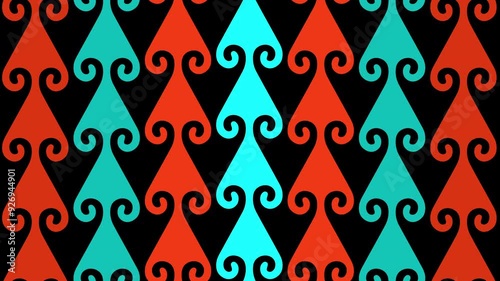 Loopable Traditional Maori Motion Background with Koru or Silver Fern Fiddlehead Pattern