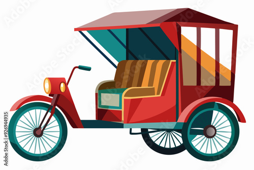 Red and Green Pedal-Powered Passenger Tricycle