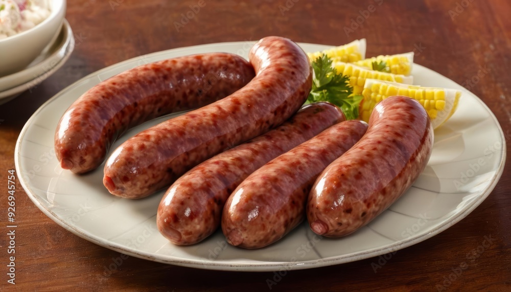 Deliciously grilled sausages ready to be savored Deliciously grilled sausages ready to be savored