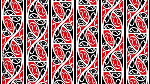 Loopable Traditional Maori Motion Background with Koru or Silver Fern Fiddlehead Pattern
