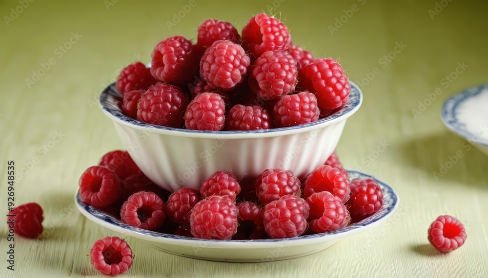 Fresh raspberries in a white bowl ready to be enjoyed Fresh raspberries in a white bowl ready to be enjoyed