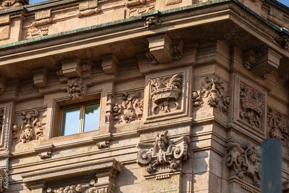 Fototapeta premium Detail of the facade of old building