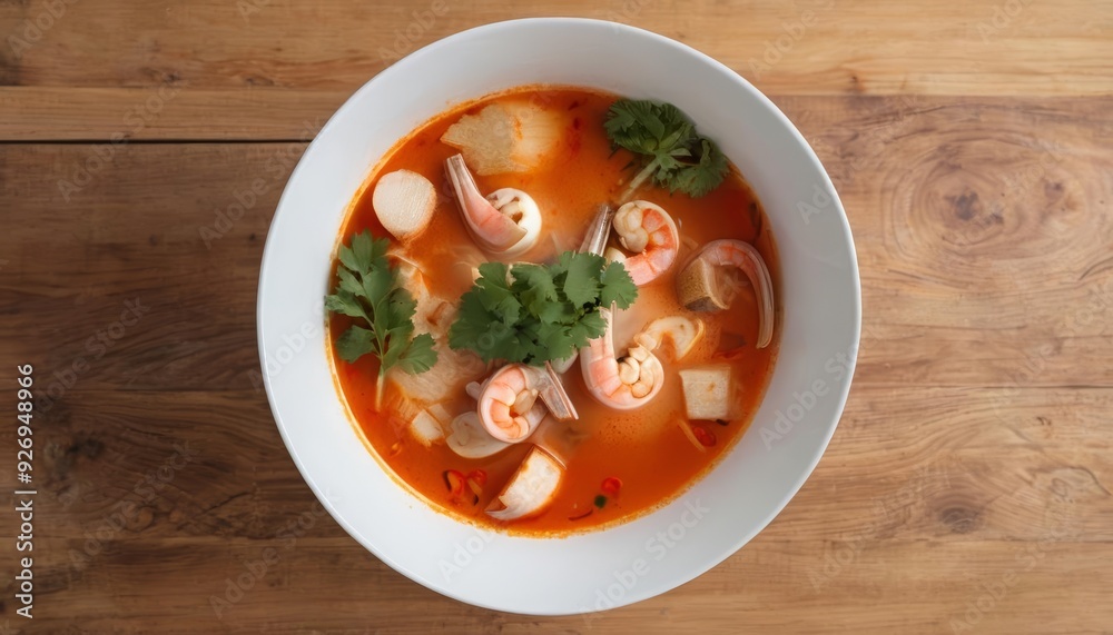 Delicious seafood soup ready to be savored Delicious seafood soup ready to be savored