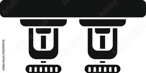 Simple icon representing a fire sprinkler system activating in case of fire alarm to extinguish a flame