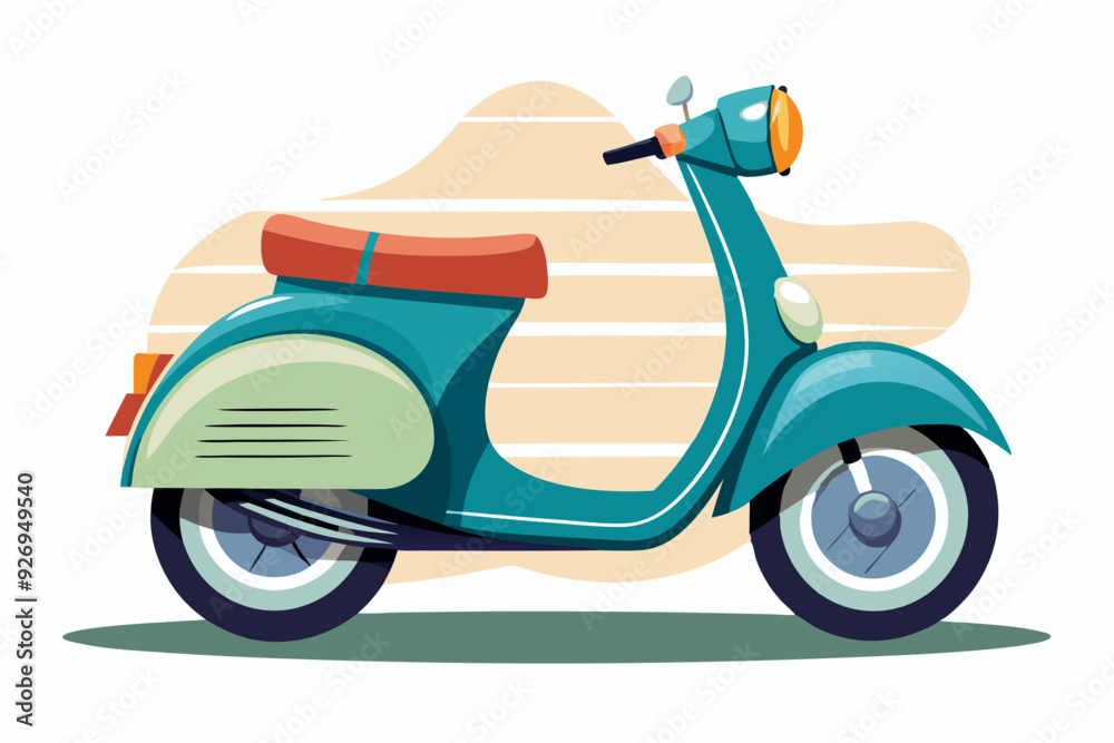 A Teal Retro Scooter with an Orange Light A Teal Retro Scooter with an Orange Light