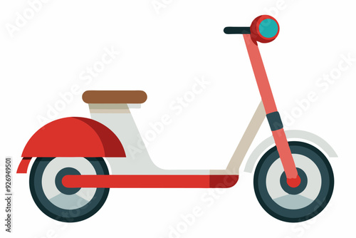 Red and White Electric Scooter with Brown Seat